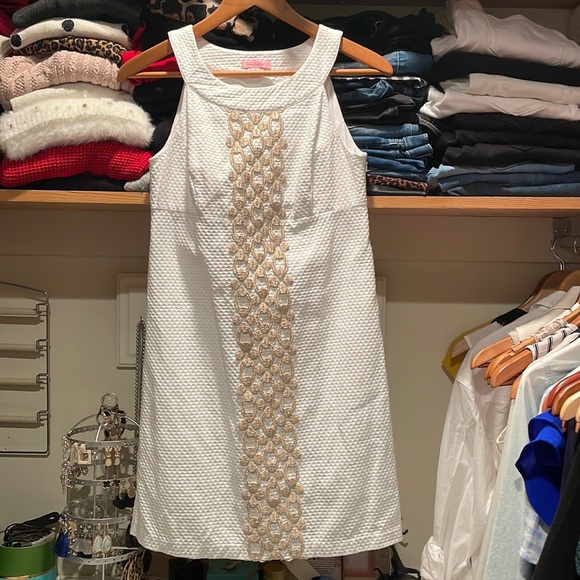 Lilly Pulitzer White and Gold dress size 2 - Picture 1 of 2